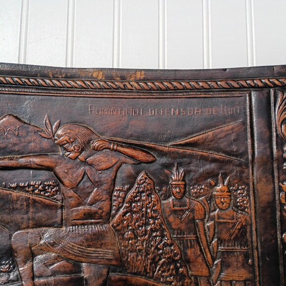 Angel Pazmino Tooled Leather Chair Seat Replacement Parts Warrior with Bow Vtg - Picture 11 of 16